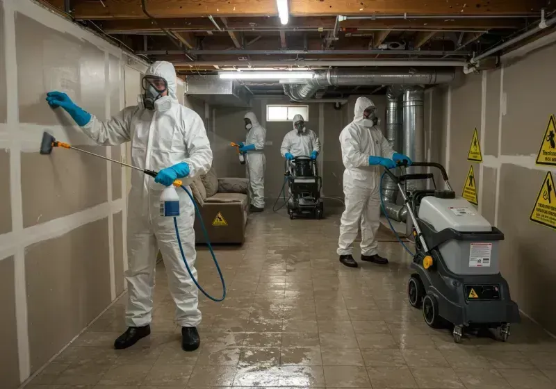 Basement Moisture Removal and Structural Drying process in Waynesboro, MS